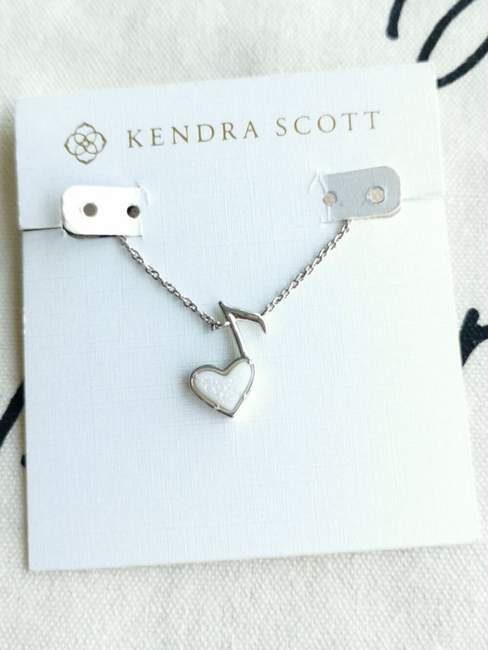 Kendra Scott Necklace - Ari Heart Music Note - Drusy Silver